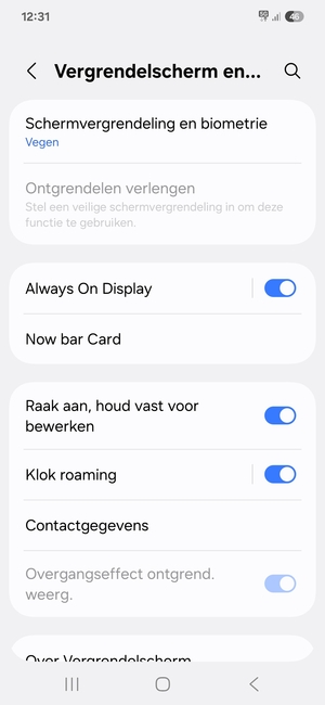 Selecteer Schermvergrendeling en biometrie