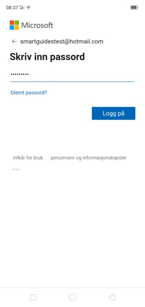 Skriv inn passord og velg Logg på