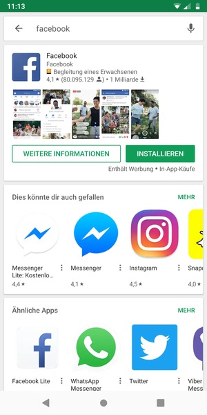 Wählen Sie die App