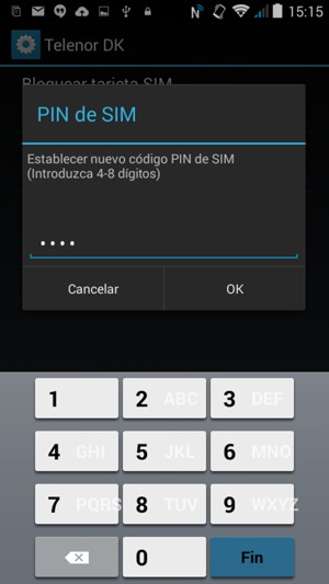 Introduzca su Nuevo código PIN de SIM y seleccione OK