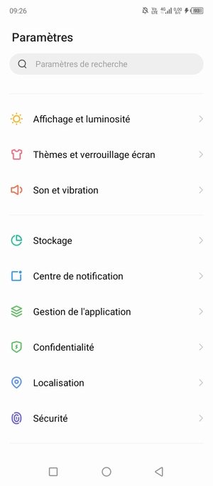 Faites défiler et sélectionnez Sécurité