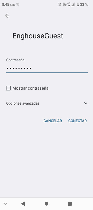 Introduzca la contraseña de Wi-Fi y seleccione CONECTAR