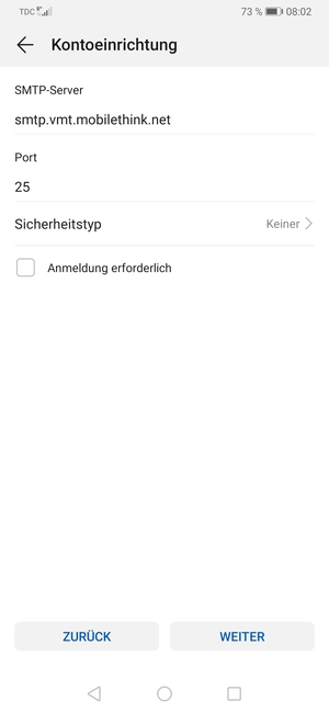 Deaktivieren Sie das Kontrollkästchen Anmeldung erforderlich und wählen Sie WEITER