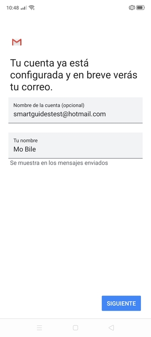 Déle a su cuenta un nombre y escriba su nombre. Seleccione SIGUIENTE