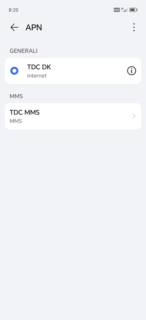 Seleziona il tasto Menu