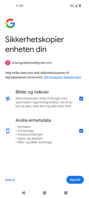 Velg ønsket alternativ og velg Bekreft
