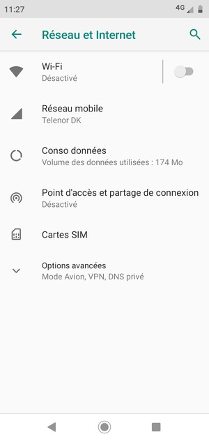 Sélectionnez Réseau mobile