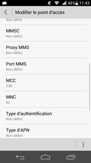 Faites défiler vers le bas et saisissez les informations Internet