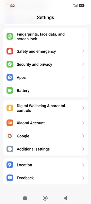 Scroll to and select Additional settings
