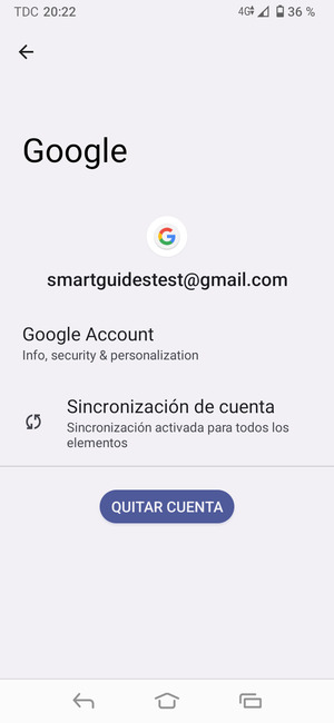 Seleccione Sincronización de cuenta