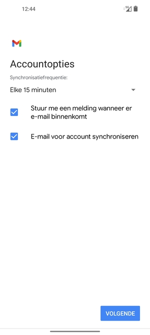 Selecteer VOLGENDE