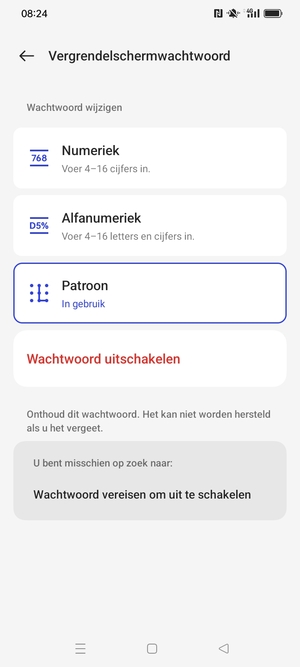 Uw telefoon is nu beveiligd met een schermvergrendeling
