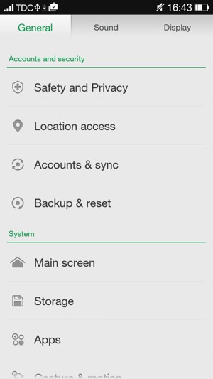 Scroll to and select Accounts & sync