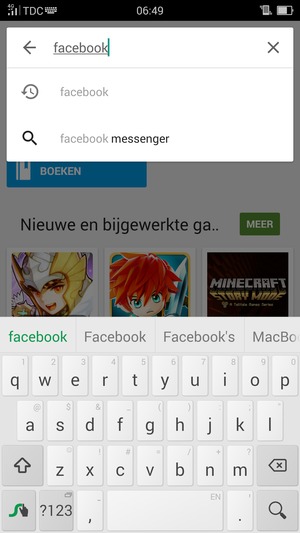 Voer de app-naam in en selecteer Zoek