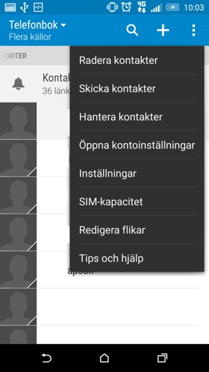 Välj Hantera kontakter