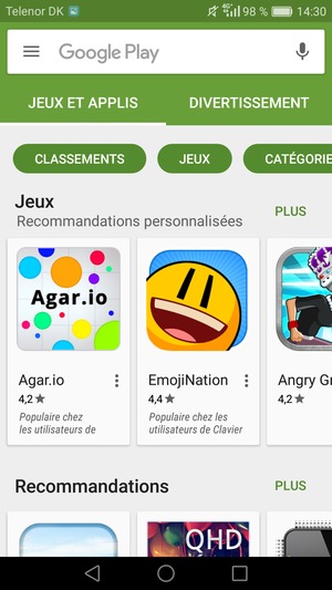 Sélectionnez la barre de Recherche