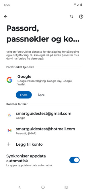 Velg din Google-konto