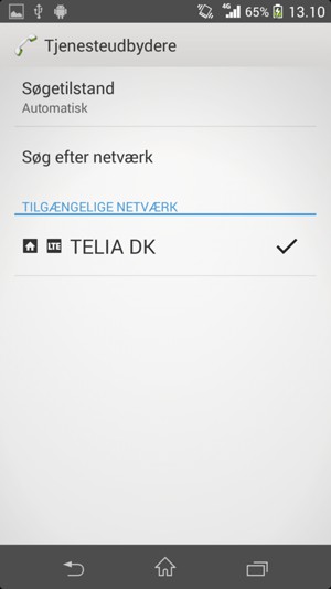 Vælg en netværksudbyder fra listen