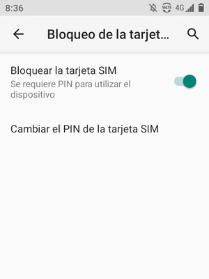 Seleccione Cambiar el PIN de la tarjeta SIM