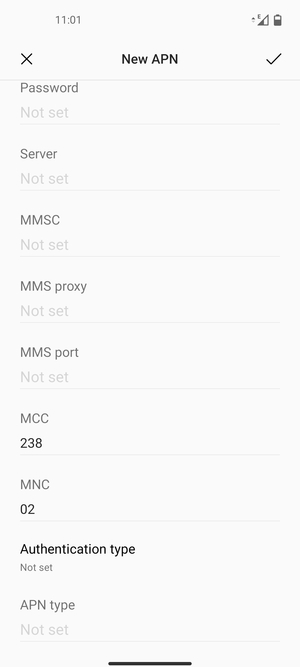 Scroll down and enter MMS information