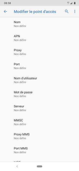 Saisissez les informations MMS