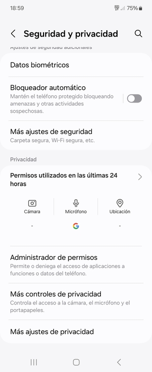 Desplácese y seleccione Más ajustes de seguridad