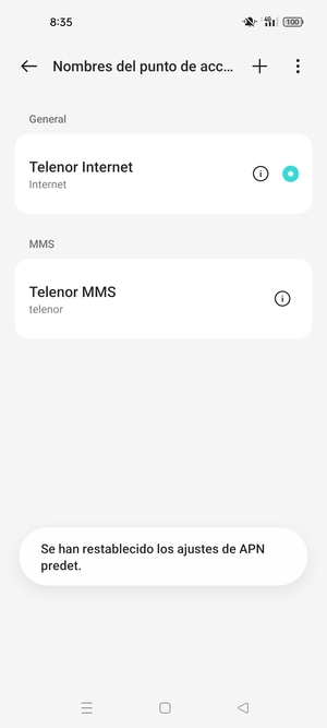 Seleccione Nuevo APN