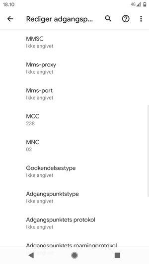 Scroll ned og indtast MMS-oplysninger