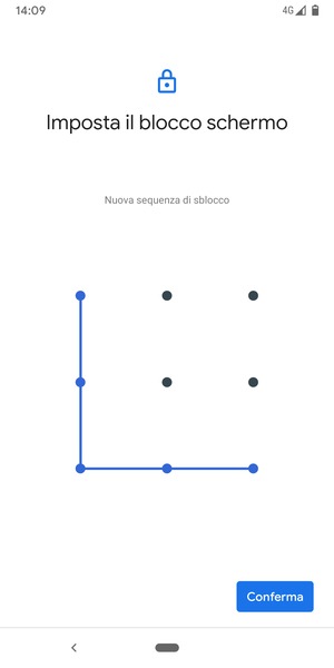 Disegna nuovamente la sequenza di sblocco e seleziona Conferma