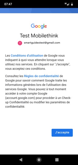 Sélectionnez J'accepte
