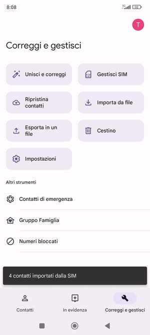 I tuoi contatti verranno salvati sul tuo account Google, e salvati sul tuo telefono la prossima volta che Google sarà sincronizzato.