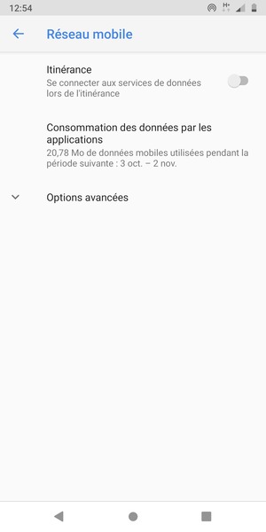 Sélectionnez Options avancées