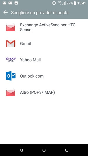 Seleziona Microsoft Exchange ActiveSync per HTC Sense