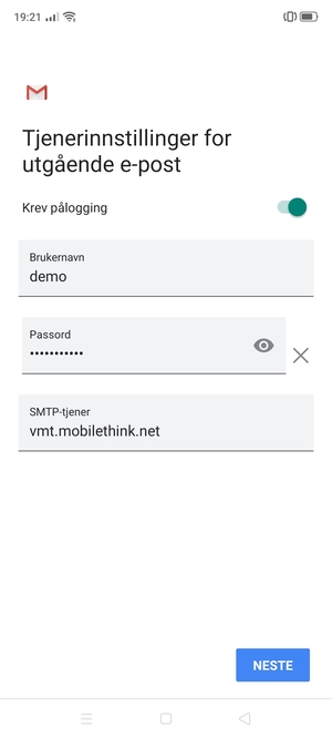 Skriv inn utgående serveradresse