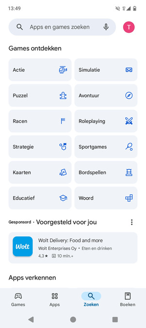 Selecteer de zoekbalk