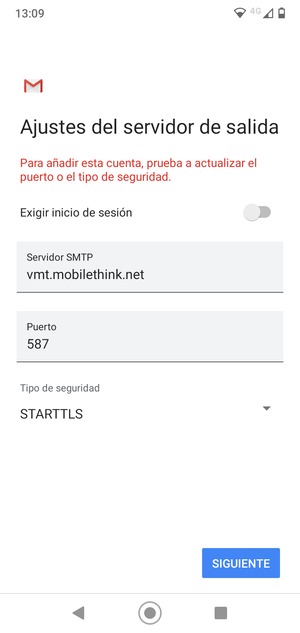Seleccione Tipo de seguridad