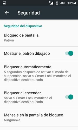 El teléfono ha sido asegurado con un bloqueo de pantalla