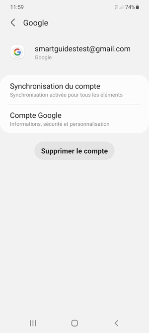 Sélectionnez Synchronisation du compte