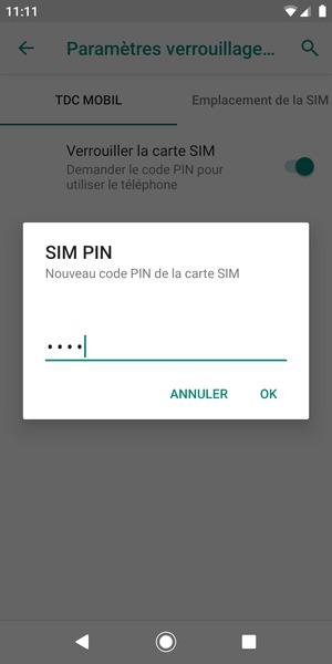Saisissez votre Nouveau code PIN de la carte SIM et sélectionnez OK
