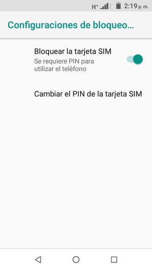 Seleccione Cambiar el PIN de la tarjeta SIM