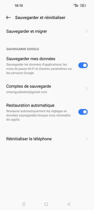 Sélectionnez Comptes de sauvegarde