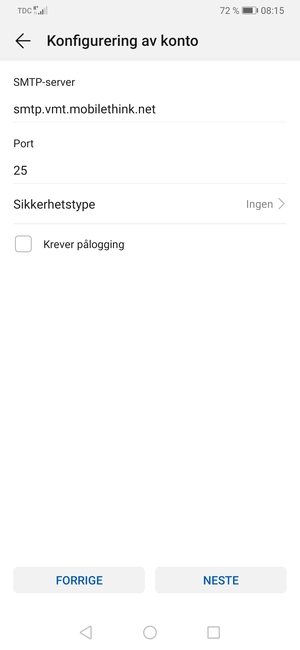 Fjern krysset i avkrysningsboksen Krever pålogging og velg NESTE
