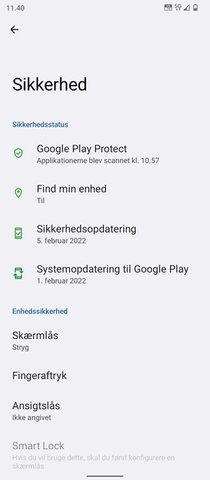 Vælg Skærmlås