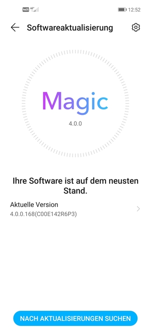 Falls Ihr Handy aktualisiert ist, wird Ihnen der folgende Bildschirm angezeigt