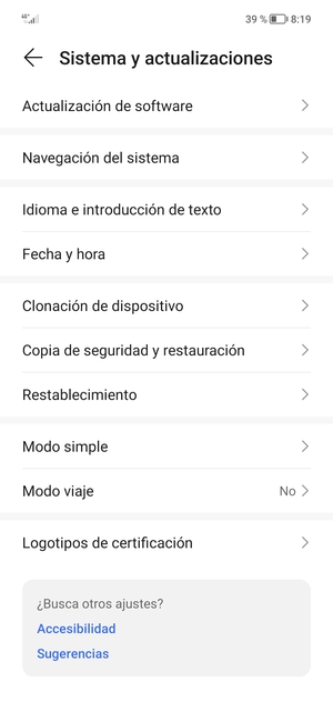 Seleccione Copia de seguridad y restauración
