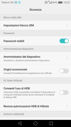 Seleziona Impostazioni blocco SIM