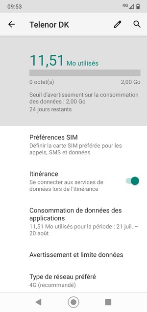 Activer ou désactiver Itinérance