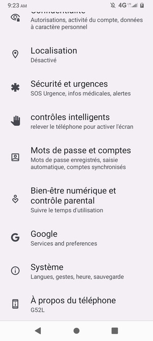 Faites défiler et sélectionnez Système