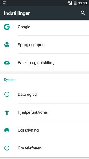 Scroll til og vælg Om telefonen
