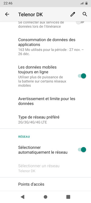 Faites défiler et sélectionnez Points d'accès